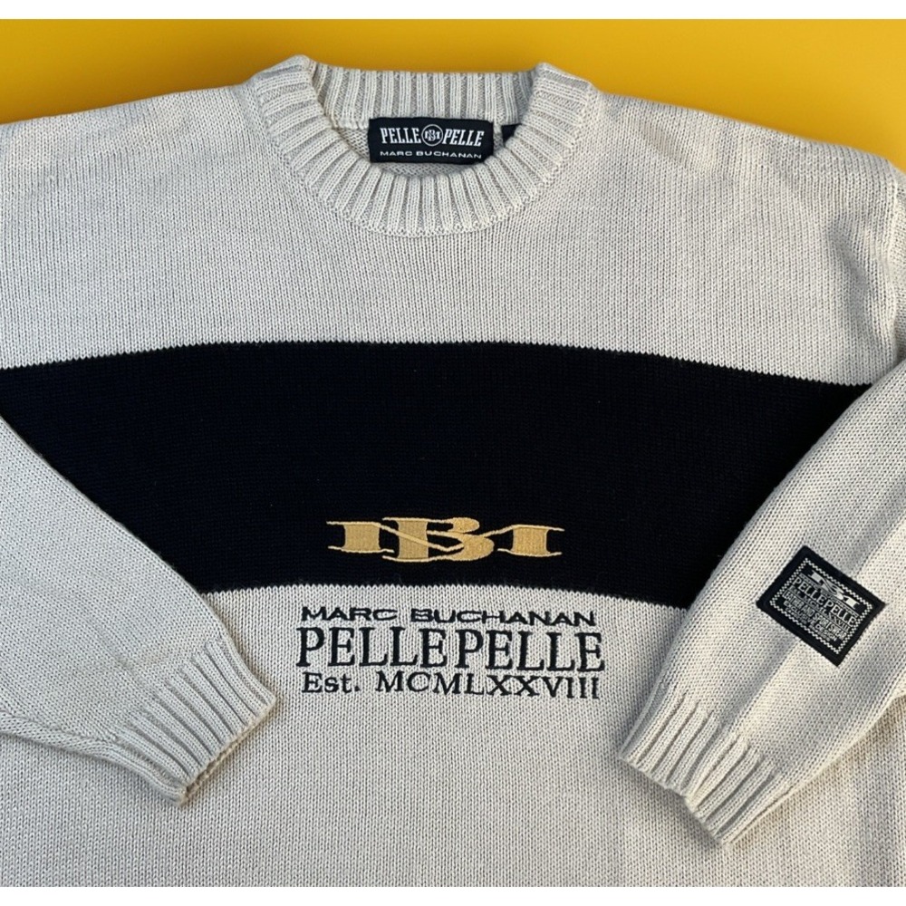 Vintage Pelle Pelle Marc Buchanan Knit Sweater Mens XL 90s Y2K Wool Blend VTG